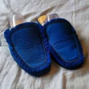 CL Chinese Laundry Navy Fabric Fringe Mules Sz 6